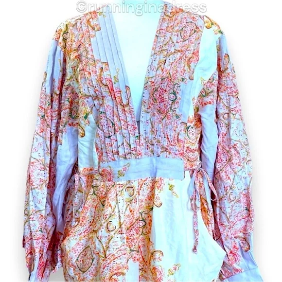 NWOT Free People Blooming Fields Ballon Sleeve Jumpsuit In Floral Combo Small